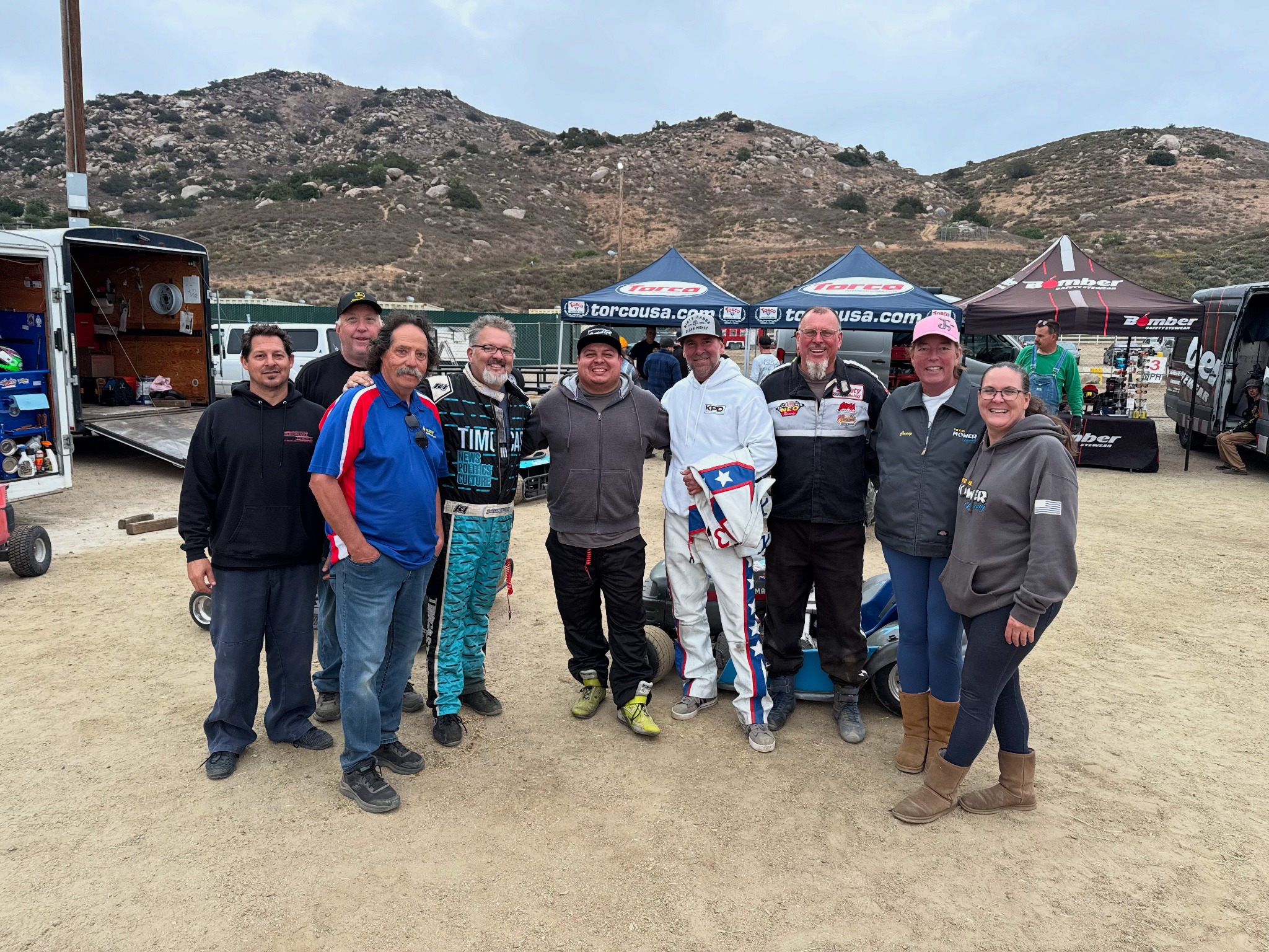 SoCal Mower Racing club members together in the pits
