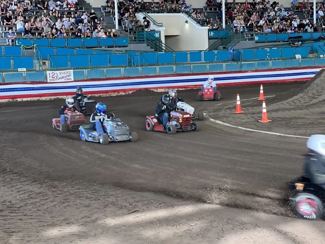 Racing in front of the grandstands