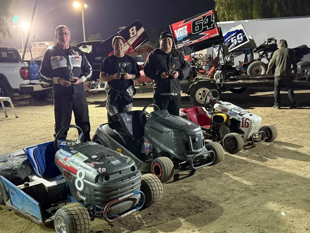 Celebrating a night at the track