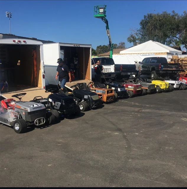Mowers lined up for race day